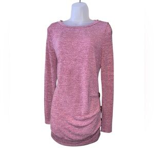 Women's Long Sleeve Round Neck T Shirt Ruched Button Pullover Tops